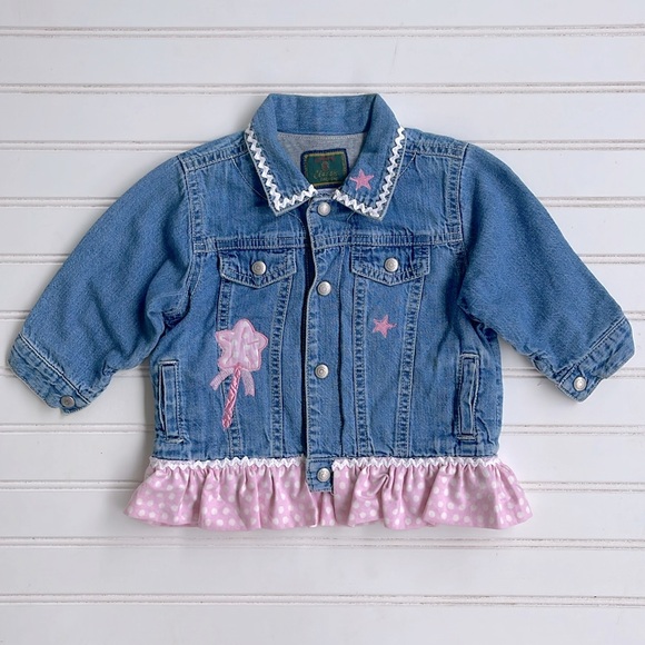 VINTAGE 90s GAP VGUC Girls Embroidered Appliqué Princess Denim Blue Jean Jacket